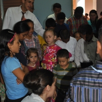 Praying with the kids after Sunday School