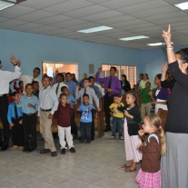 Singing "El Espiritu Santo Te Quito lo Gallina". :D (The Holy Ghost Will Take the Chicken Out of You)
